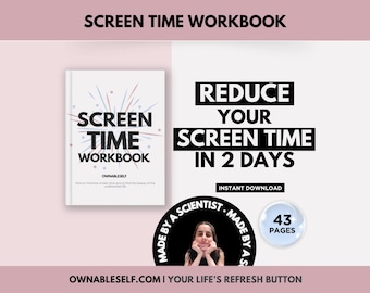 Reduce Screen Time Workbook, Quit Social Media, Distracted All the Time Worksheets, Screen Time Coach, Screen Addiction, Dopamine Detox PDF