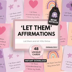 Affermazioni "Let Them", mentalità "Let Them", citazioni "Let Them", teoria stampabile "Let Them", carte di affermazione della pace interiore, Mel Robbins "Let Them"