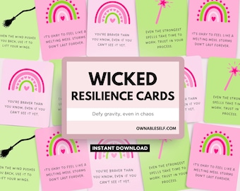 Wicked Movie Resilience Cards, Printable Inspirational Cards, Wicked Musical Fan Gift, Emerald City Print, Defying Gravity, Wicked Self Help