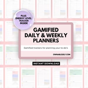 Agenda quotidien gamifié, agenda hebdomadaire 7 jours PDF imprimable, meilleur agenda pour le travail et la vie privée, agenda de tâches, fournitures scolaires de bureau