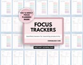 Focus Planner Printable, One Page Productivity Planner, Productive Weekly Check in, Focus for ADHD, Easily Distracted Plan, Time Tracking