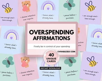 OwnableSelf How to Stop Overspending Affirmation Cards, Get Control of Your Finances Quotes, Shopping Addiction Help, Impulse Buying PDF