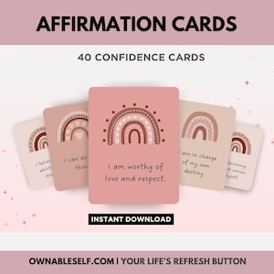 Positive Affirmation Cards, Printable Flashcards, Affirmation for Adults, Yoga Class Affirmations, Boost Confidence PDF, Overcome Self Doubt