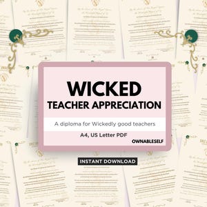 Wicked Teacher Appreciation Gift, Keepsake Teacher Appreciation Week, Thank You Gift For School Teacher, Wicked Staff Appreciation Printable