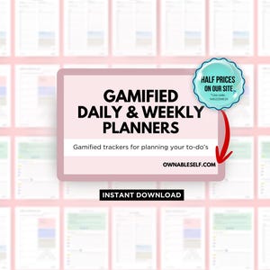 Gamified Daily Planner, 7 Day Weekly Planner Printable PDF, Best Planner for Work and Personal, To Do List Planner, Office School Supplies
