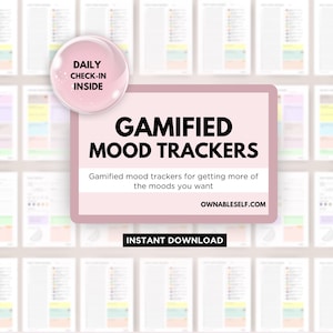 Rastreadores de estado de ánimo gamificados, PDF de seguimiento del estado de ánimo, Paquete de seguimiento del estado de ánimo, Planificador de emociones, Hoja de trabajo anual sobre el estado de ánimo, Gráfico del estado de ánimo, Diario del estado de ánimo