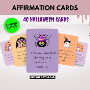 Halloween Affirmation Cards, Summerween Party Printable, Spooky Halloween Cards, Halloween in July, Ghost Halloween Digital Gift image 1