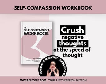 Self Compassion PDF, Mindfulness Worksheets, Mindful Self Compassion Book, Self Esteem Worksheet PDF, Positive Self Talk Activities