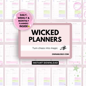 Wicked Planer Druckvorlage, Woche auf einer Seite, Undatierter Tagesplaner, Ästhetischer Tagesplaner, Wochenplaner, Monatsplaner, Trotz der Schwerkraft, Zeitblockierendes PDF
