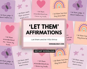 Let Them Affirmations, Let Them Mentality, Let Them Quotes, Let Them Printable, Inner Peace Affirmation Cards, Mel Robbins Let Them