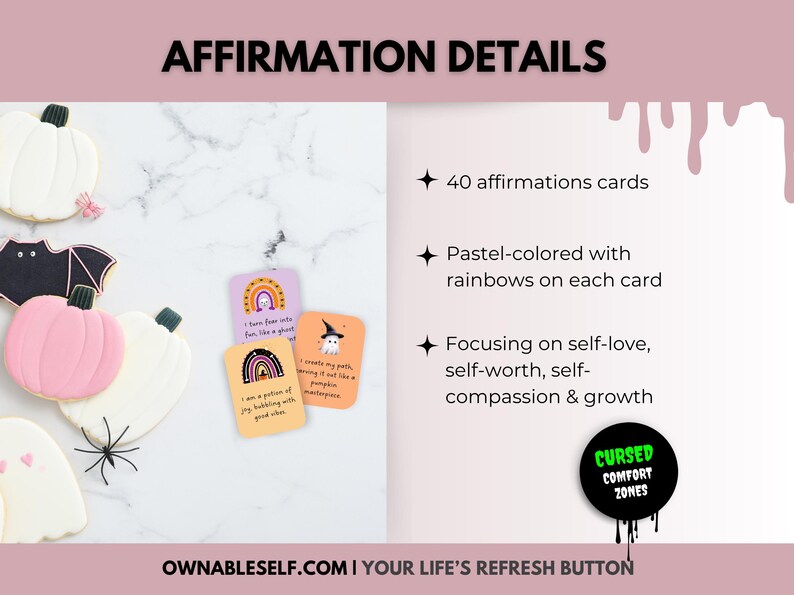 Halloween Affirmation Cards, Summerween Party Printable, Spooky Halloween Cards, Halloween in July, Ghost Halloween Digital Gift image 2