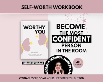 Self Worth Worksheets for Building Self Esteem, Self Love Worksheets PDF, How to Overcome Low Self Worth, Positive Self Talk Worksheet
