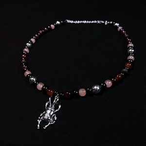 Handmade necklace with beetle pendant zdjęcie 2