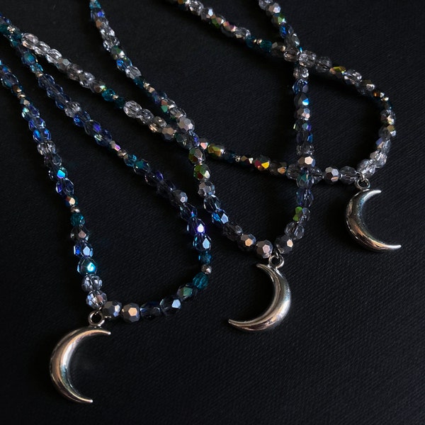 Sparkling handmade necklace with moon pendant