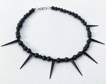 Handmade beaded necklace with spikes