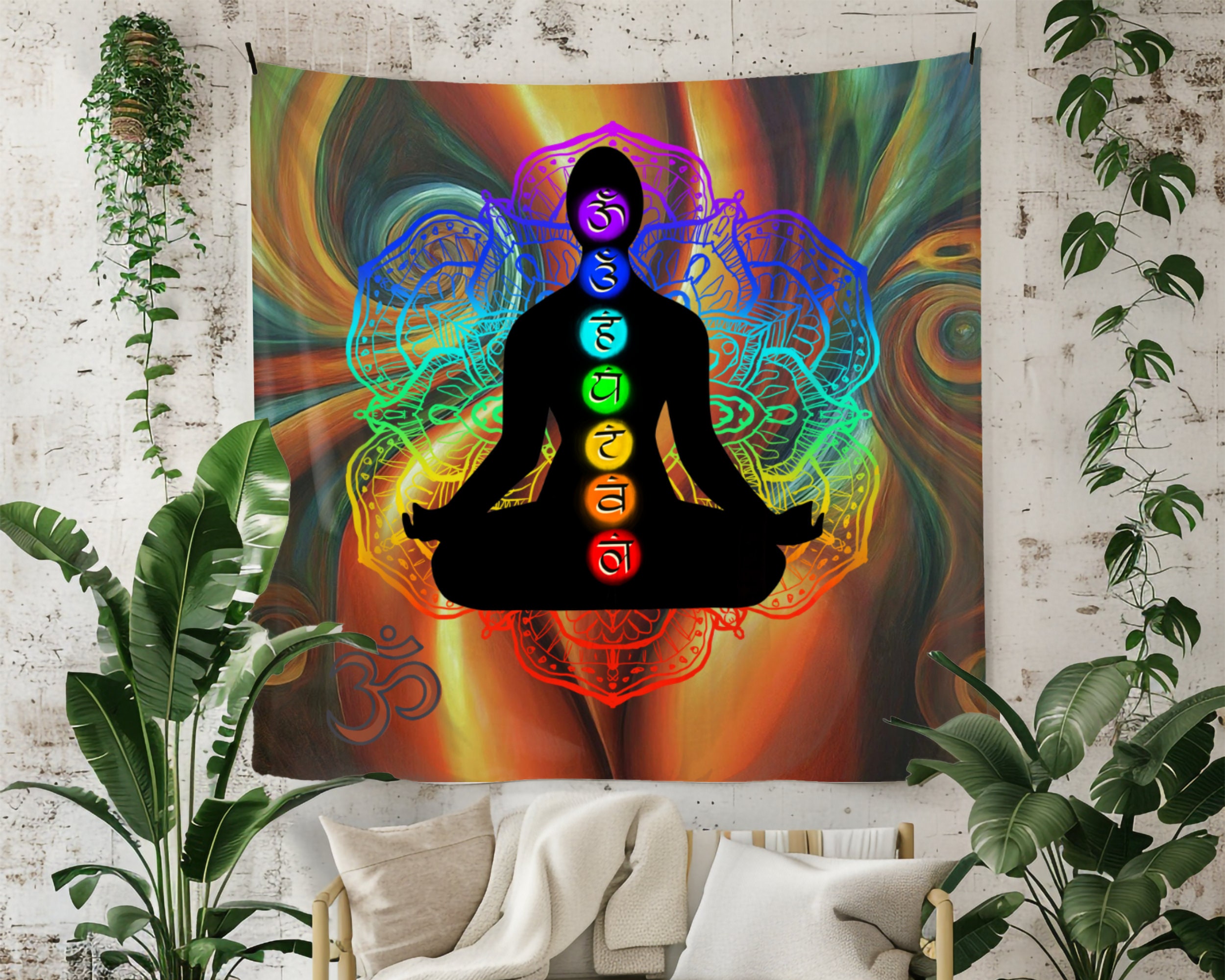 Rainbow chakra tapestry sale