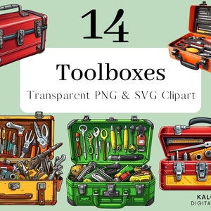 Watercolor Toolbox Clipart Bundle, Wall Art Decoration, Toolbox PNG Bundle, Instant Download, Sublimation Designs, Watercolour Toolbox SVG