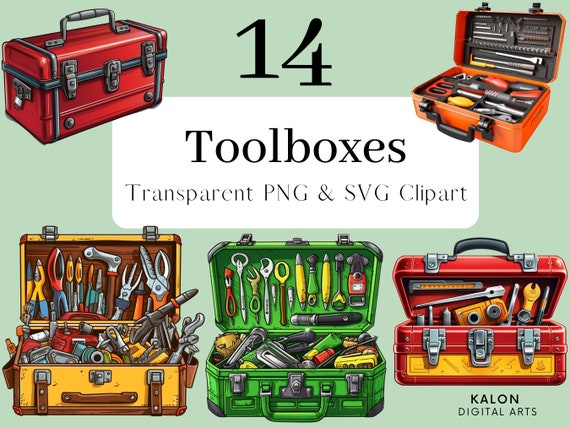 Watercolor Toolbox Clipart Bundle, Wall Art Decoration, Toolbox