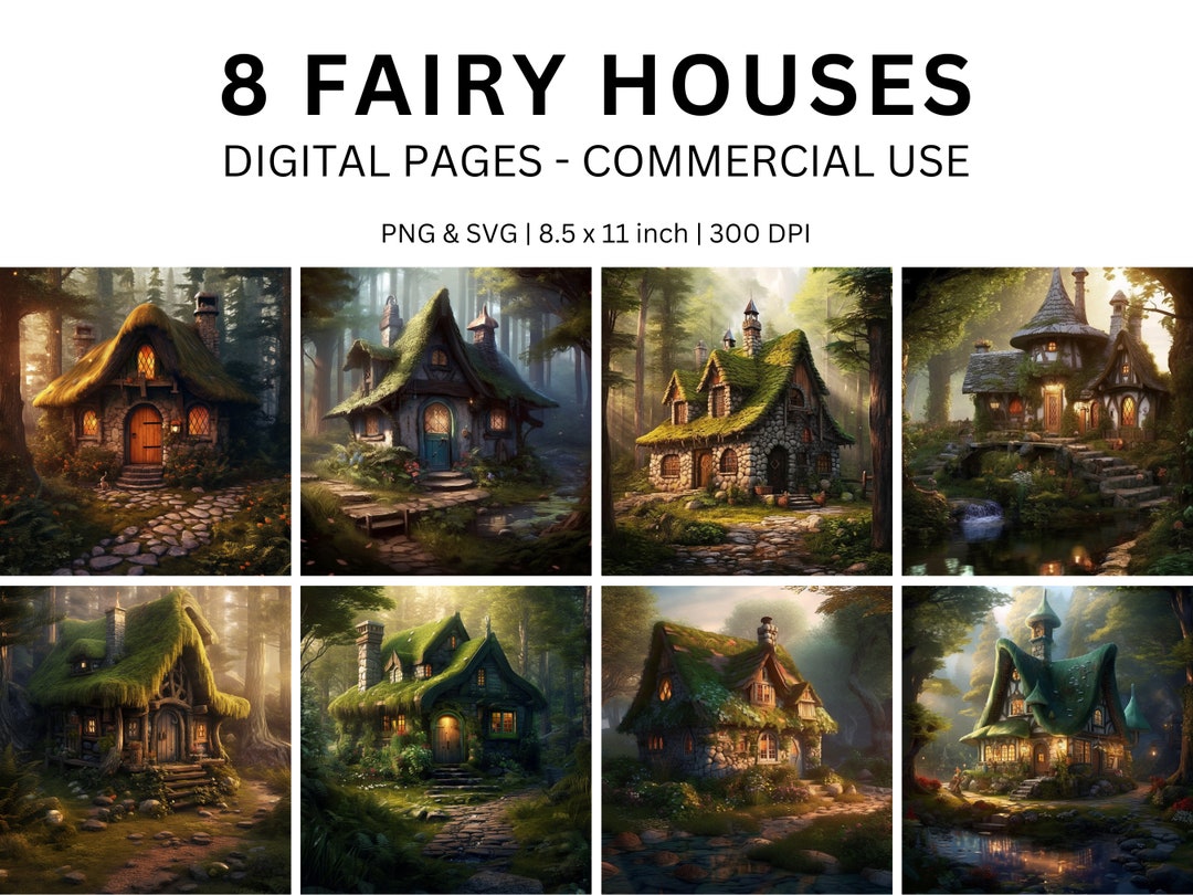 Fairy Houses Junk Journal Papers, Fairy Houses Printable Journal Pages ...