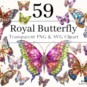 Schmetterling Jewels Fantasy Magical Clipart Bundle, Schmetterling Brosche Ohrringe Schmuck Sublimation Design PNG SVG, Schmetterling Digital Sticker