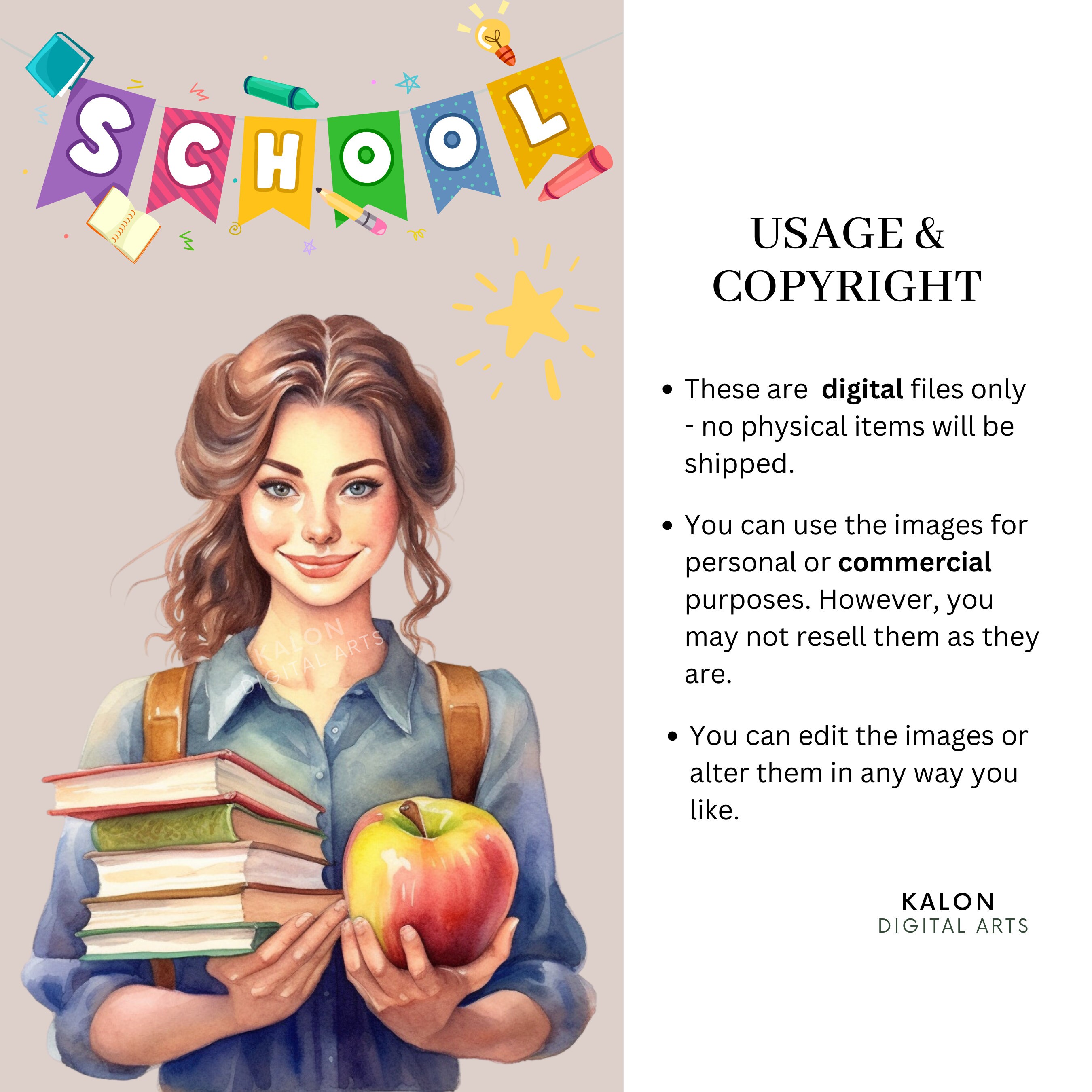 Back to School PNG Clipart Bundle Teacher SVG Graphics - Etsy