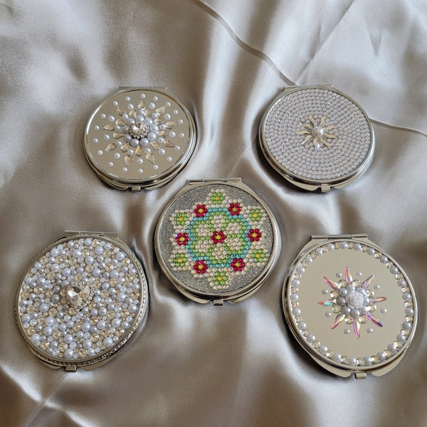 Compact Rhinestone Bling Makeup Pocket Mirror