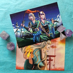 ENTAINITI Kunst Carte postale bande dessinée semiréalisme Webtoon, mini impressions en 10 x 15 cm DinA6 avec des personnages du diable japonais et des samouraïs Oc