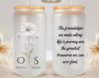Personalized Friendship Frosted Glass Cup - Personalized Best Friends Coffee Cup, Ice Coffee Cup Gift For Friend, Best Friend Gift