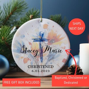 CHRISTENED DEDICATED BAPTIZED Custom Personalized Ornament, 3 Styles, Baptism gift, Christening gift, Dedication gift, keepsake