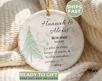 Roommate Gift Definition Ornament – Personalized Names & Year – Funny and Sentimental Roomie Gift – Festive Classic Christmas Ornament 2025