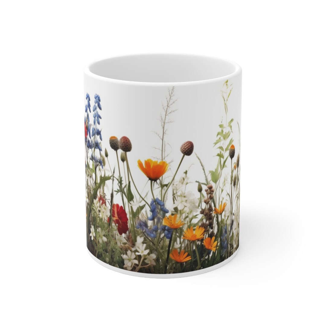 Wildflowers Floral Ceramic Mug Nature's Beauty in Every Sip Floral