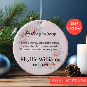 Mom Mother Memorial Personalized Christmas Ornament, Memorial Keepsake, Keepsake