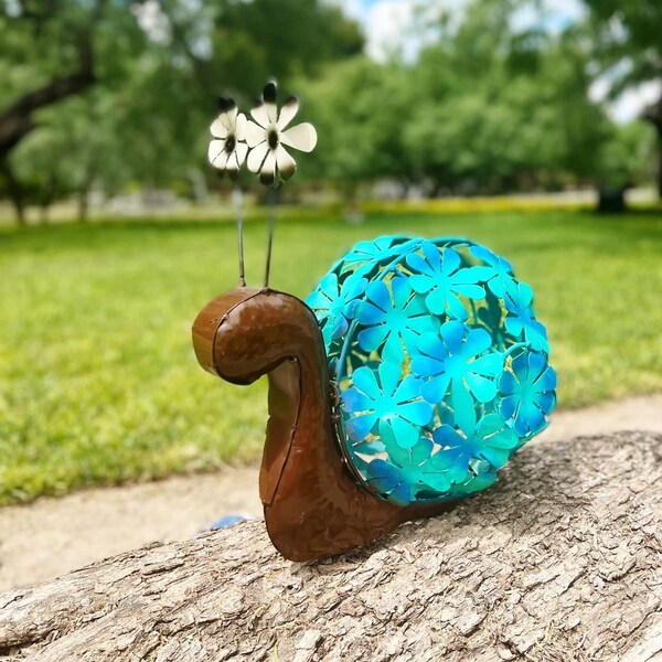 Colorful Flower Metal Snail Garden Decor Yard Art Home