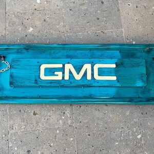 GMC Metal Tailgate Sign Mancave Decor