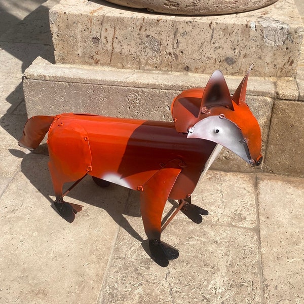 Metal Fox Yard Art Garden Decor