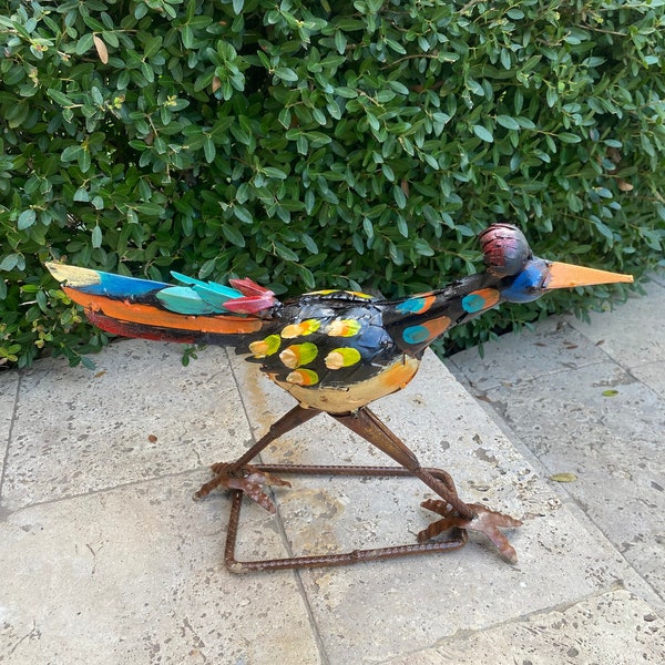 Hand painted Metal Roadrunner Yard Art Garden Decor