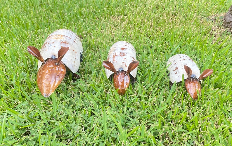 Rustic Metal Armadillo Yard Art Garden Decor Etsy