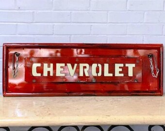 Chevrolet Metal Tailgate Sign Mancave Decor