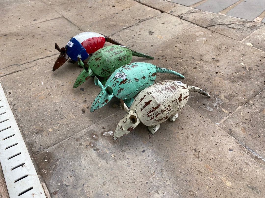 Mini Rustic Metal Armadillo Yard Art Garden Decor Etsy