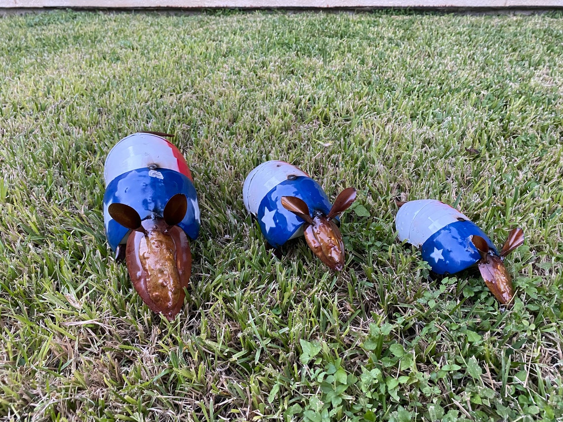 Rustic Texas Metal Armadillo Yard Art Garden Decor American Etsy