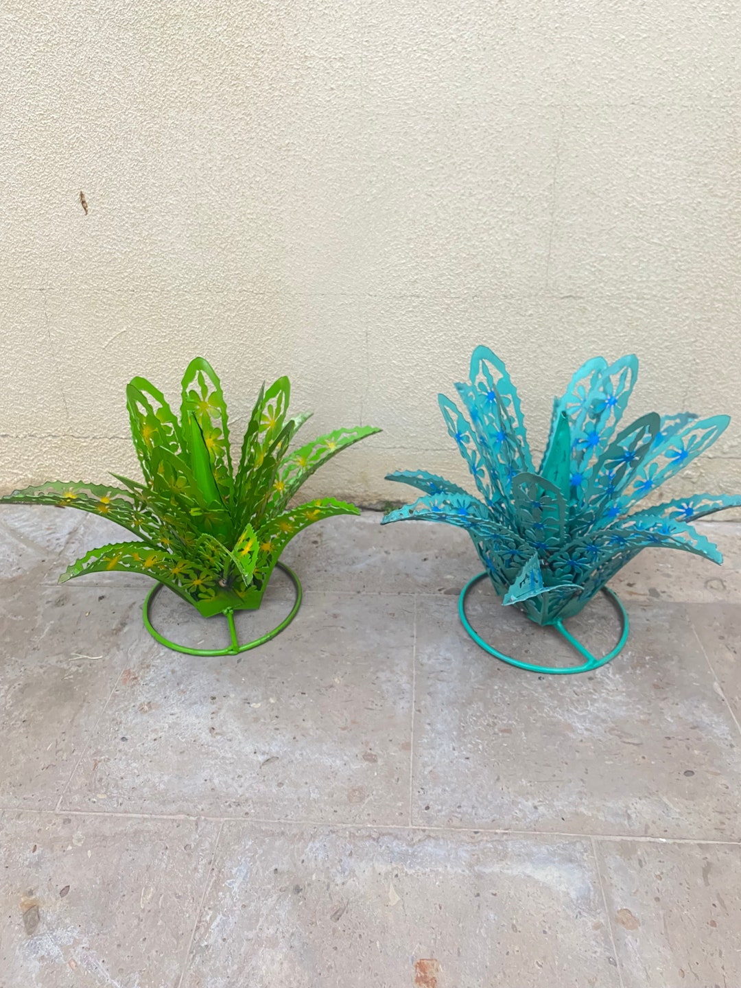 Metal Flower Agave Cactus Plant Yard Art Decor Etsy