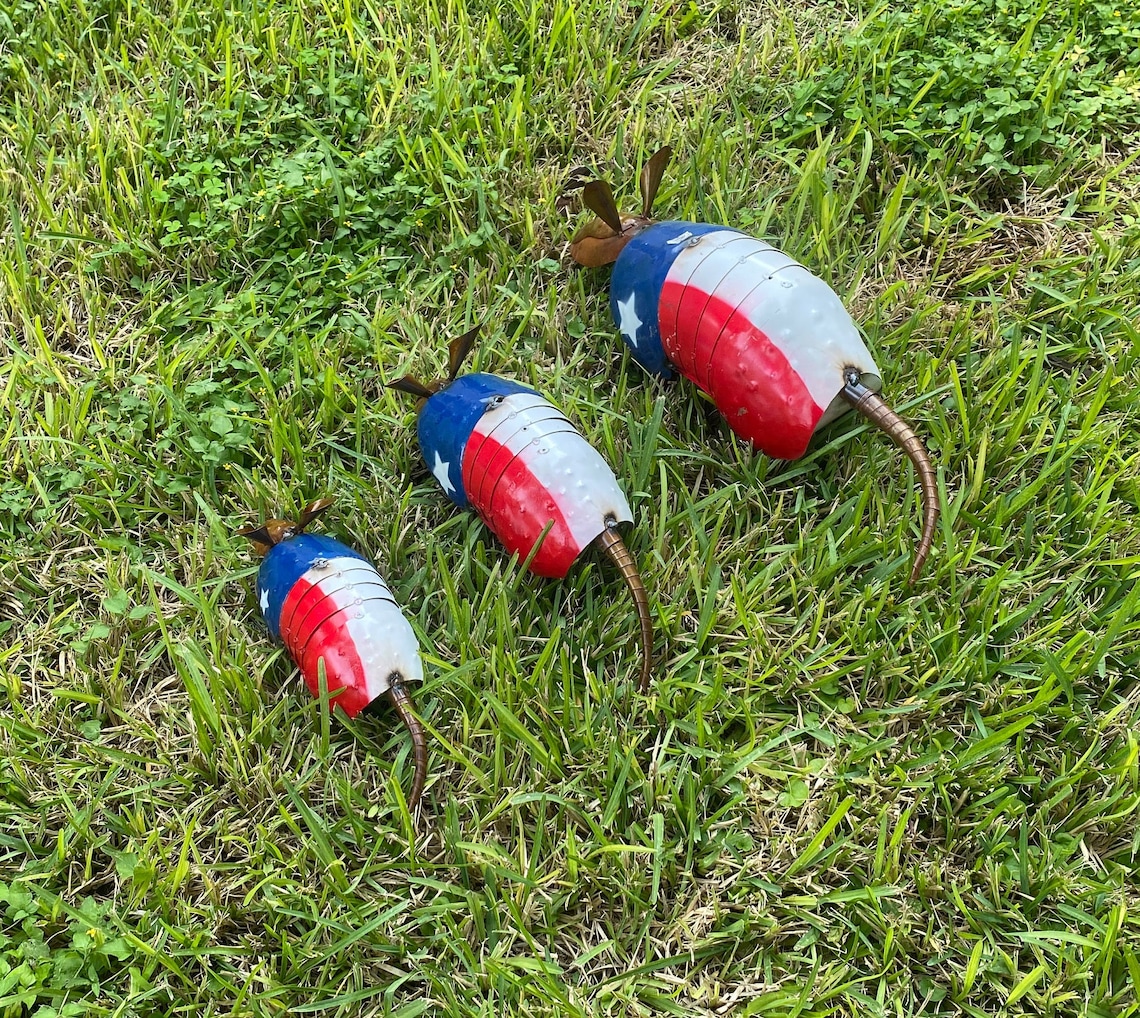 Rustic Texas Metal Armadillo Yard Art Garden Decor American Etsy