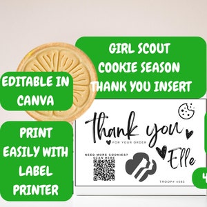 Girl Scout Cookie THANK YOU Insert | Girl Scout Cookie Season | Cookie Business | Cookie Dealer | Cookie Season Prep Troop Cookie Manager