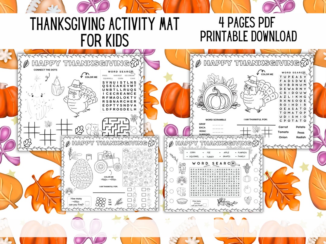 Thanksgiving Table Decor Thanksgiving Coloring Poster Kids Etsy