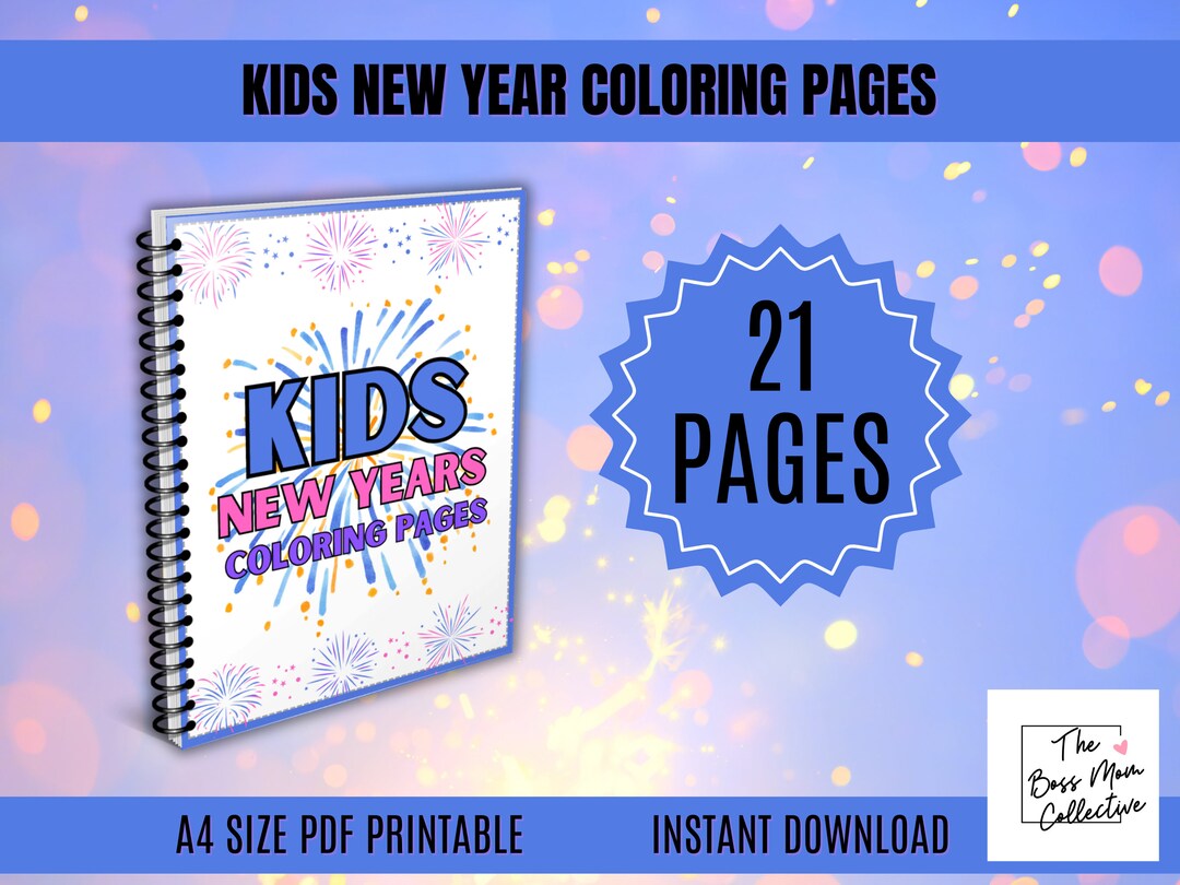 NYE Coloring Pages | Pdf Instant Download | Kids Coloring Page | Happy ...