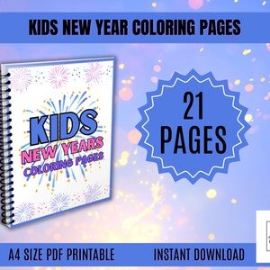 NYE Coloring Pages | Pdf Instant Download | Kids Coloring Page | Happy New Year Coloring Sheets | Happy New Year Coloring Page