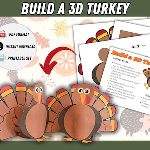 Build a Turkey Printable Craft | Thanksgiving Kids Activity | Fun Fall Craft |  Instant Download | Thanksgiving Craft for Kids | Kids Craft