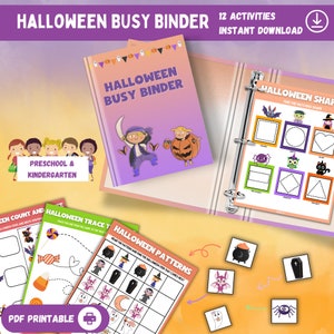 Halloween Printable Busy Book | Kids Homeschool Learning Binder | Halloween Activities For Kids | Toddler Learning Binder | Printable Pdf