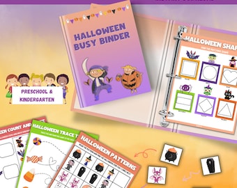 Halloween Printable Busy Book | Kids Homeschool Learning Binder | Halloween Activities For Kids | Toddler Learning Binder | Printable Pdf