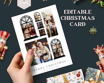 Instant Download | Editable Christmas Card | Printable Holiday Card | Add Your Own Photo | Christmas Card Template |MINIMALIST Card Template